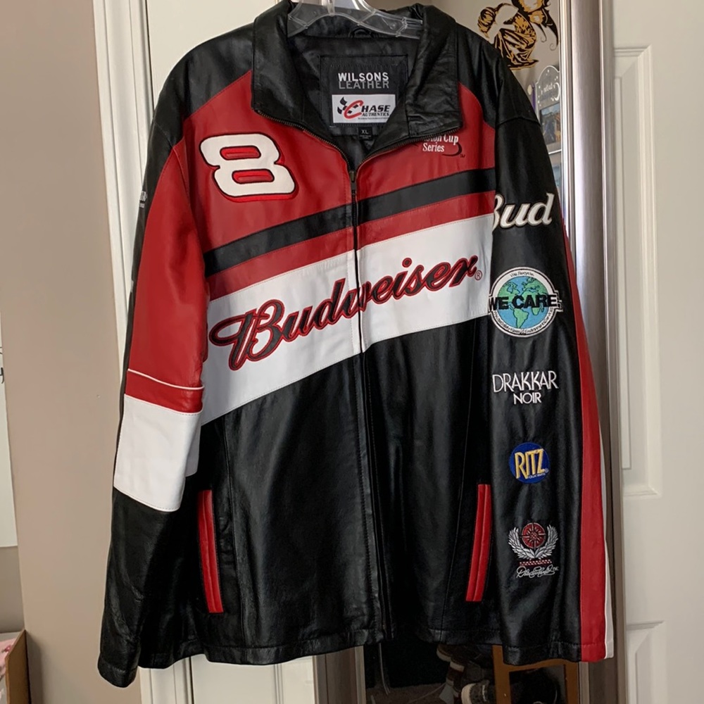^WILSON LEATHER Jacket NASCAR WINSTON CUP DALE EARNHARDT Jr #8 Size XL.